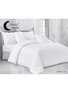 Buy 6-Piece Hotel Stripe Comforter Set-King Size Cotton White 220 x 240cm in Saudi Arabia