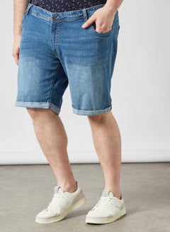 Buy Plus Size Roll Up Hem Shorts Blue in UAE