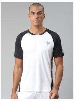 Buy Colourblock Crew Neck T-Shirt White/Black in UAE