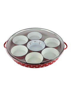 Buy Heritage Breakfast Tray with Lid Red/White 40cm in Saudi Arabia