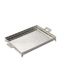 Buy Elegant Mirror Finish Steel Rectangle Serving Tray Silver 58x43x4cm in Saudi Arabia