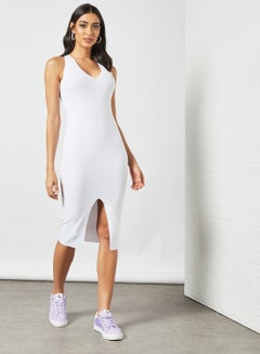 Buy Front Slit Bodycon Dress White in Saudi Arabia