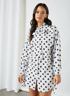 Buy Polka Dot Mini Dress White in UAE