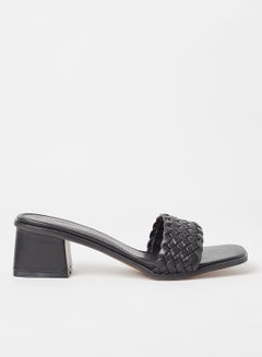 Buy Braided Block Heel Sandals Black in Saudi Arabia