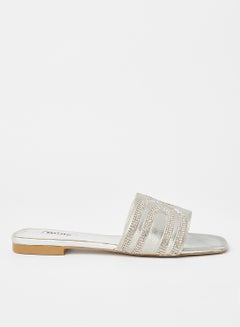Buy Naveen Embellished Flat Sandals Silver in Egypt