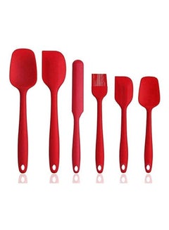 Buy 6-Piece Non-Stick Rubber Spatula Set Red in UAE