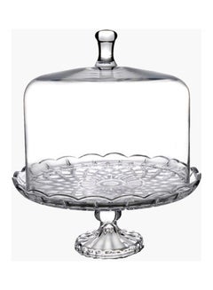 Buy Billie Footed Cake Stand With Cover Clear in Saudi Arabia