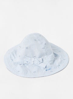 Buy Basic Striped Knitted Hat Light Blue/White in Saudi Arabia