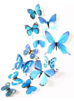 Buy 12Pcs Wall Sticker 3D Butterfly Multicolour in Egypt