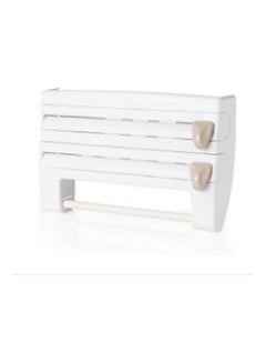 Buy Triple Paper Stand-Dispenser With Cutter For Foiltissue And Nylon White 39X10X24cm in Egypt