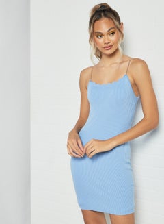 Buy Chain Strappy Bodycon Dress Light Blue in UAE