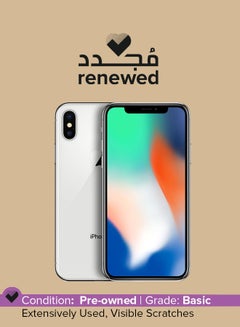 Buy Renewed - iPhone X With FaceTime Silver 256GB 4G LTE in Saudi Arabia