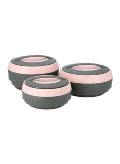 Buy Set Of 3 Ceramic Casserole Pink/Grey in UAE