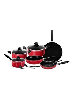 Buy 12-Piece Non Stick Cookware Set Red/Black 26x10.5x26cm in Saudi Arabia