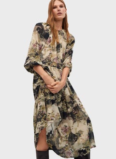 Buy Flowy Floral Printed Midi Dress Multicolour in Saudi Arabia