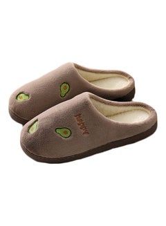 Buy Avocado Pattern Slip-On Bedroom Slippers Brown/Green in Saudi Arabia