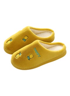 Buy Pineapple Pattern Slip-On Bedroom Slippers Yellow/Blue in UAE