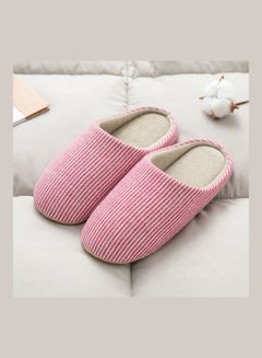 Buy Striped Slip-On Bedroom Slippers Pink in Saudi Arabia