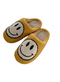 Buy Smiley Face Designed Bedroom Slippers Yellow/White in UAE