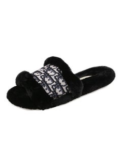 Buy Printed Bedroom Slippers Black in UAE