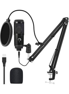 Buy Portable Broadcasting, Studio Recording, Conference USB Condenser Microphone Kit Black in Saudi Arabia