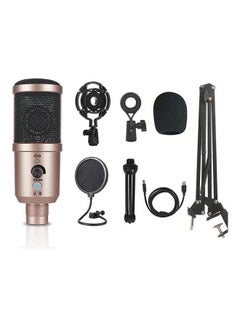 Buy Portable Broadcasting, Studio Recording, Conference USB Condenser Microphone Kit Gold/Black in Saudi Arabia