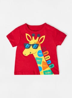 Buy Baby/Kids Giraffe T-Shirt Red in UAE