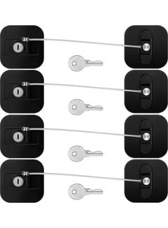 Buy 4-Piece Baby Proof Refrigerator Lock With 4 Keys Black in UAE