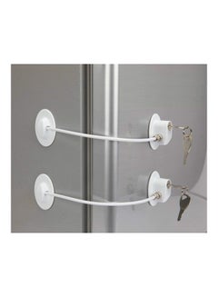 Buy 2-Piece Refrigerator Door Locks With 4 Keys White in UAE