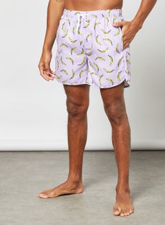 Buy Banana Print Swim Shorts Purple in Saudi Arabia