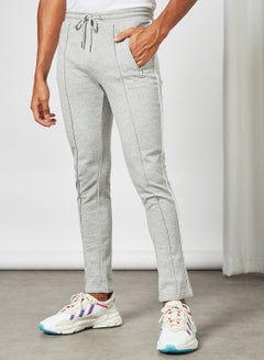 Buy Contrast Piping Joggers Grey in UAE