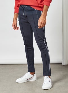 Buy Contrast Piping Joggers Navy in UAE