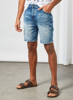 Buy Skinny Fit Denim Shorts Blue in UAE