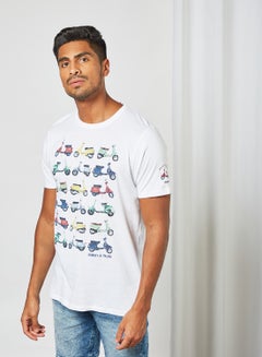 Buy Bike Print T-Shirt White in Saudi Arabia