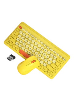 Buy Slim Wireless Keyboard And Mouse Set Yellow/Red in UAE