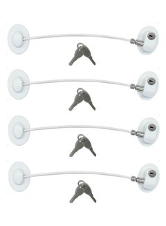 Buy 4-Piece Refrigerator Lock With 8 Keys White in Saudi Arabia