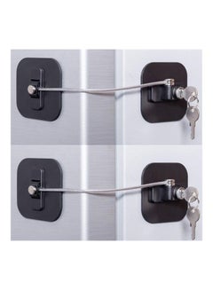 Buy 2-Piece Refrigerator Door Lock 4 Keys Black in Saudi Arabia