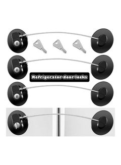 Buy 2-Piece Fridge Freezer Door Lock With 3 Keys Black in Saudi Arabia