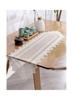 Buy Hollow Lace Table Runner White 114 x 33cm in Saudi Arabia
