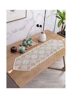 Buy Hollow Lace Table Runner White 114 x 33cm in Saudi Arabia