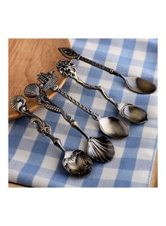 Buy 5-Piece Table Spoon Set Black/Gold in UAE