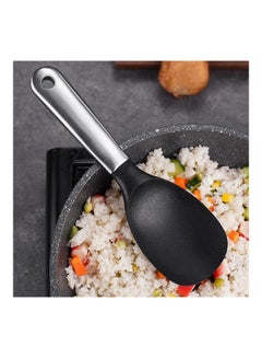 Buy Stainless Steel Rice Spoon Black/Silver 23x7cm in UAE
