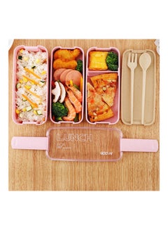 Buy 900ml Eco-friendly 3 Layers Lunch Box Pink in UAE