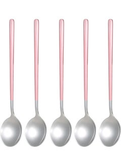 Buy 5-Piece Stainless Steel Spoon Pink/Silver in Saudi Arabia