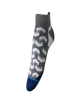 Buy Pair Of Quilted Ankle Socks Grey/White/Blue in Saudi Arabia