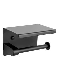 Buy Wall Mounted Toilet Paper Holder With Anti Rust Modern Shelf Black 10.50x4.50x10.50cm in Saudi Arabia