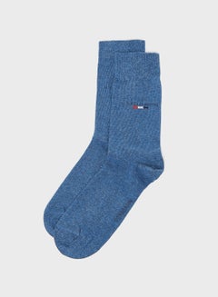 Buy Logo Print Crew Socks Blue in UAE