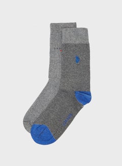 Buy 2 Pair Of Soft Comfortable Crew Socks Grey in UAE