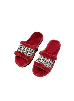 Buy Printed Non Slip Bedroom Slippers Red in UAE