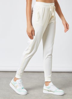 Buy Satin High Waisted Joggers White in Saudi Arabia